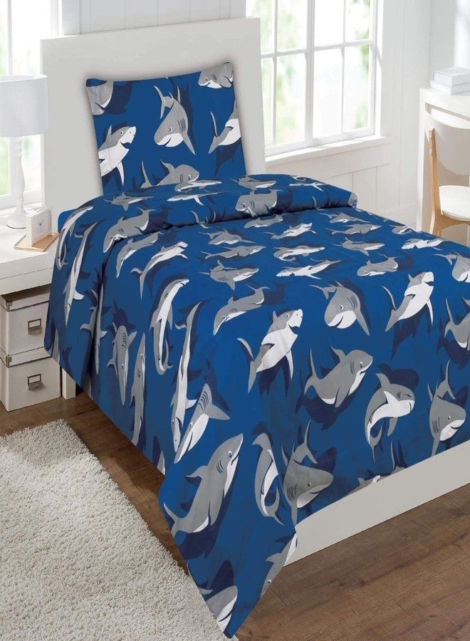 Fancy Collection Shark Under The Sea Blue Grey Boys/Teens Sheet Set New (Full)