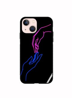 Protective Case Cover For Apple iPhone 14 Hands In Neon Lights Design Multicolour