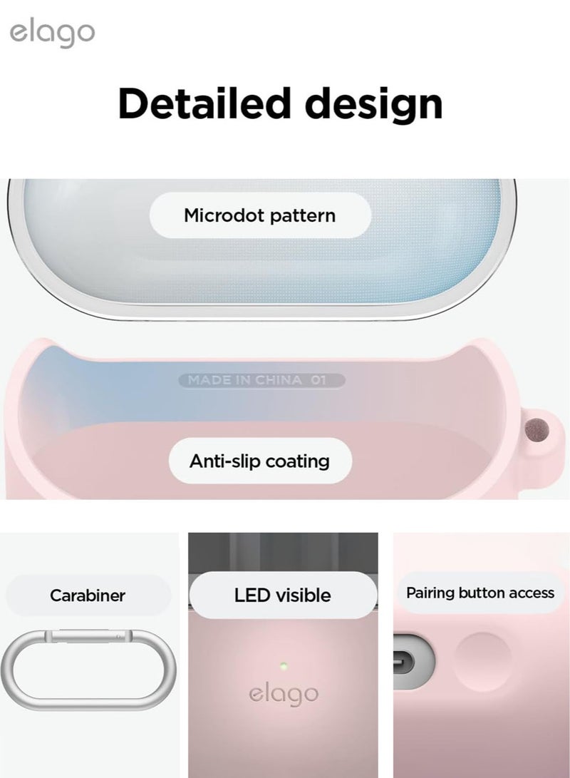 Elago Duo Hang for Samsung Galaxy Buds 3 Pro Case and Galaxy Buds3 Case Cover with Carabiner - Clear | Pink - Image 4