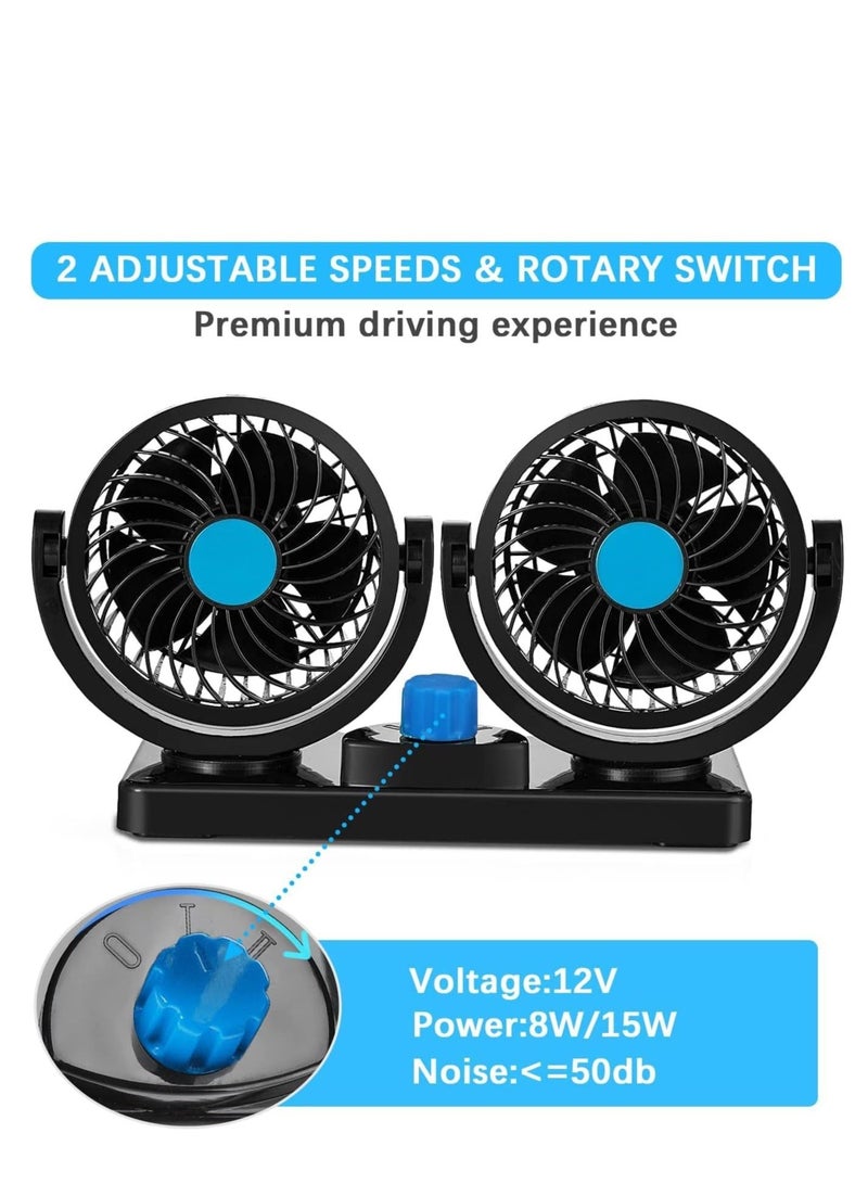 MIXDE Car Fan 12V, Electric Car Cooling Fan with 360 Degree Rotatable, 2 Speed Car Fans Quiet Strong Dashboard Cooling Air Circulator Fan for Sedan SUV - Image 3