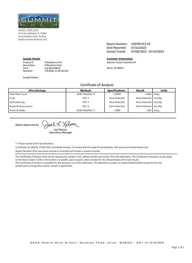 Nature's Fusions Nutri Organic Supplement 1300mg - with 800mg 10:1 Blueberry Extract & 500mg 10:1 Pomegranate Extract - USDA Organic - 60 Capsules - Image 5