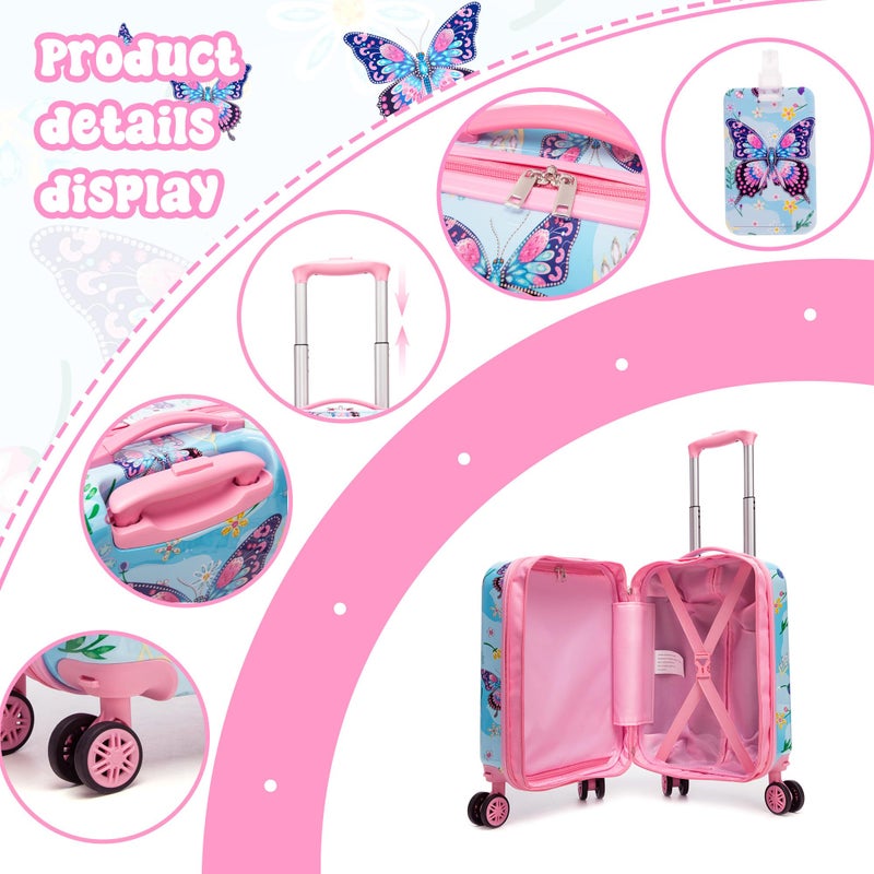 HTgroce Children's Suitcase Set with Handbag, School Backpack, Neck Cushion, Lunch Bag, Pencil Case, Label, Suitcase with Wheels, Blue White Game, Classic - Image 3