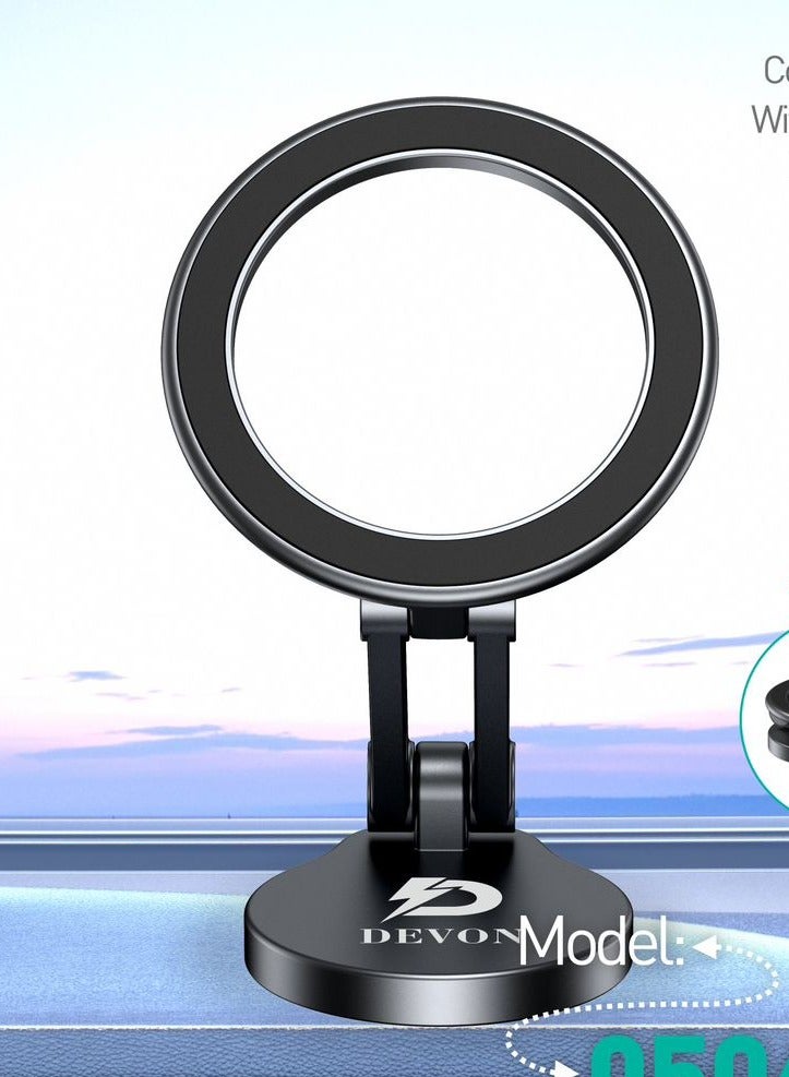 Devon Magnetic car phone holder with 360-degree rotation; 【Car Phone Holder】 Foldable support; Black color - Image 1