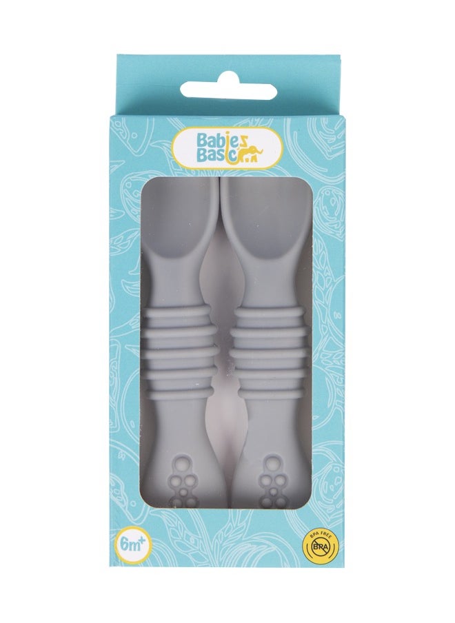 Babies Basic Soft Tip Bpa Free Silicone First Stage Training Spoons - Grey  - Image 4