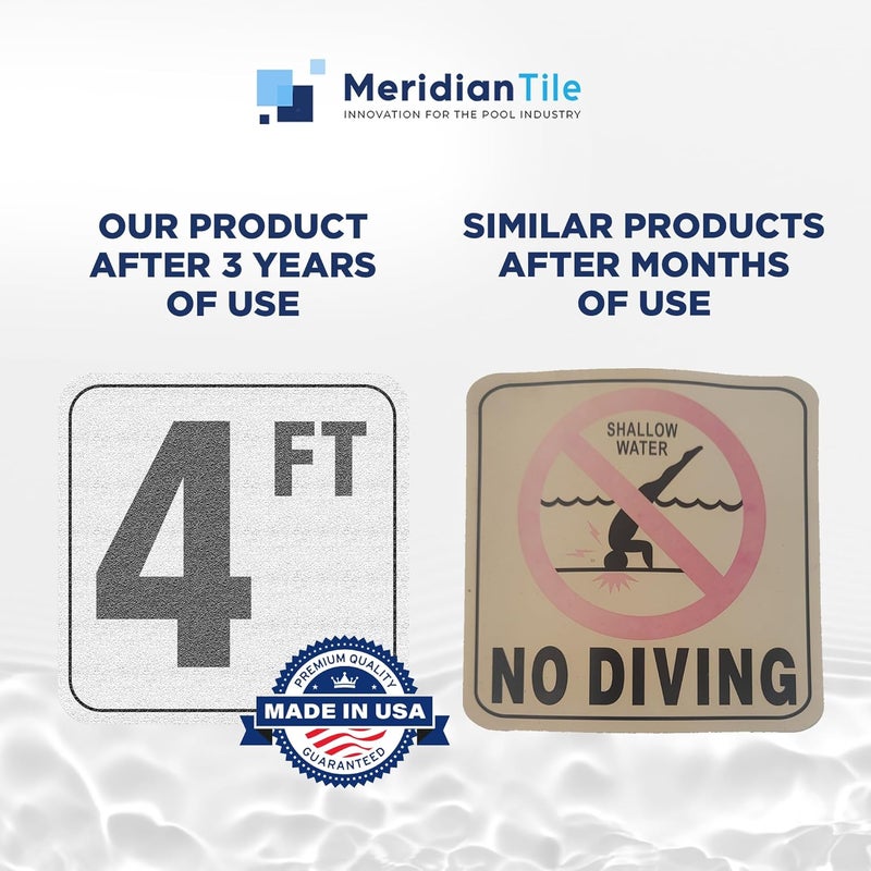 Aquatic Custom Tile , 4FT Depth Markers, 6x6 Inches Vinyl Stickers, Swimming Pool Number Markers, Adhesive Pool Safety Signage, Made in USA - (1 Pack) - Image 4