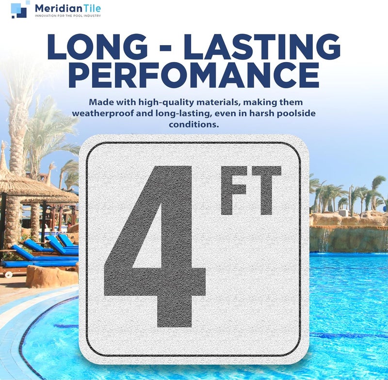 Aquatic Custom Tile , 4FT Depth Markers, 6x6 Inches Vinyl Stickers, Swimming Pool Number Markers, Adhesive Pool Safety Signage, Made in USA - (1 Pack) - Image 3