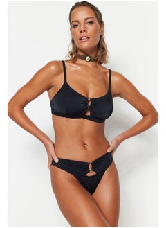 trendyol High Leg Bikini Bottom with Black Accessories TBESS23BA00215  - Image 1