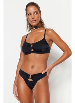 trendyol High Leg Bikini Bottom with Black Accessories TBESS23BA00215  - Image 2