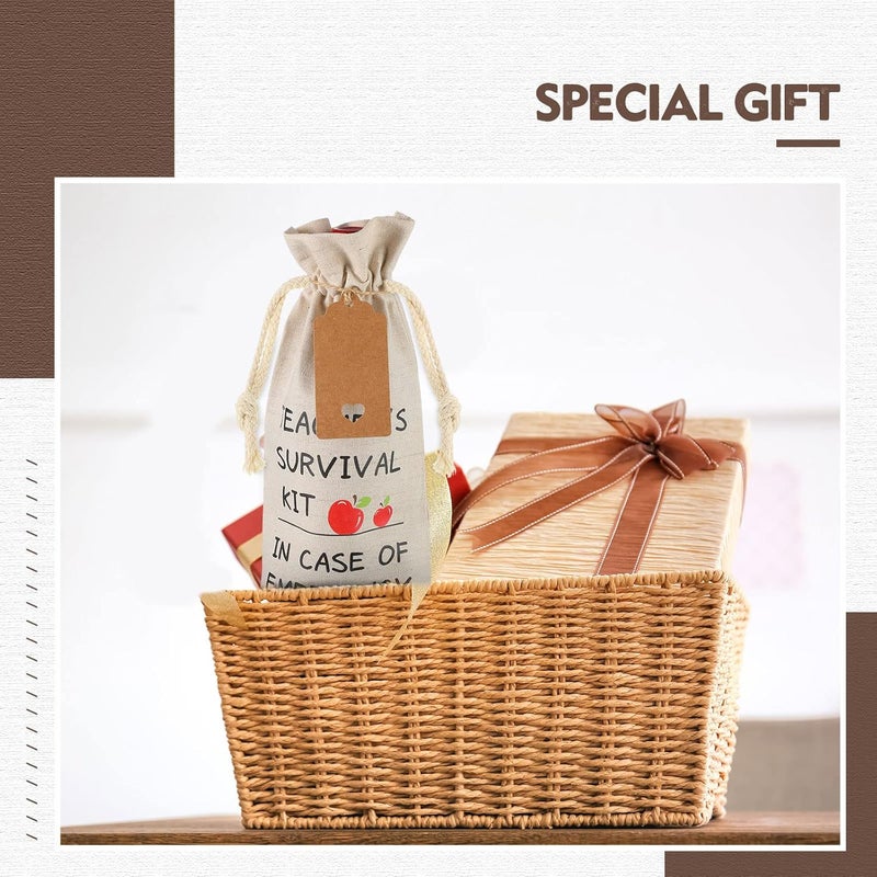Woanger 6 Pieces Teacher Appreciation Gift Wine Bags for Women Men Burlap Wine Bottle Bags with Drawstrings and Tags End of Year Graduation Thank You Gifts for Teacher - Image 4