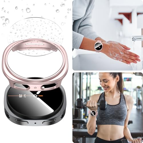 BHARVEST [5+5 Pack] Galaxy Watch 8 40mm Screen Protector, Waterproof Case Protective Cover+Tempered Glass Screen Protector Ultra-Thin Hard PC Guard Bumper for Samsung Galaxy Watch 8 40mm Women - Image 4