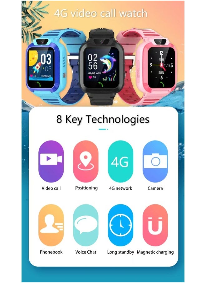 Generic English Q12 19 Multi-language Children's Phone Watch Smart Watch-Color:W11 4g Smart Full Network High-definition Call Waterproof Black  - Image 1