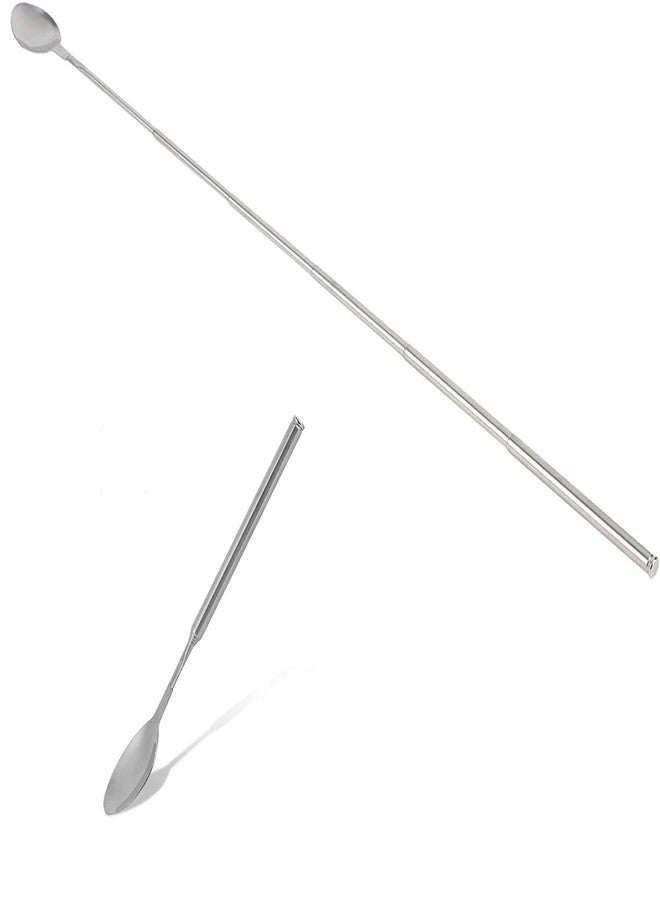 LIZEALUCKY Stainless Steel Extendable Stirring Spoon - 24.4in Long Telescopic Handle for Barbecue & Tableware Supplies - Image 1