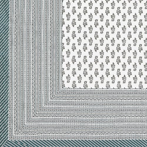 BLOCKS OF INDIA 200Tc Diwan Set Cotton 8 Piece | Deewan Printed Bedsheet Sets for Living Room Hall (Set of 8 Piece, 1-Bed Sheet | 2-Bolster Cover | 5-Cushion Cover (Color 23, White, Green) - Image 5