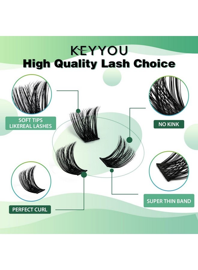 KEYYOU Lash Clusters 96pcs Individual Lashes Y01 D Curl 14mm Eyelash Clusters KEYYOU Volume Wispy Lash Extension Soft&Comfortable Easy DIY at Home(Y01,D-14mm) - Image 2