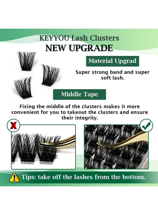 KEYYOU Lash Clusters 96pcs Individual Lashes Y01 D Curl 14mm Eyelash Clusters KEYYOU Volume Wispy Lash Extension Soft&Comfortable Easy DIY at Home(Y01,D-14mm) - Image 1