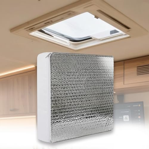 EDIETH 14x14x3 RV Vent Insulator 1Pack Universal Reflective Skylight Cover for Camper Vents Thermal Insulation Noise Reduction Fits 14x14 Inch RV Sunroof - Image 1