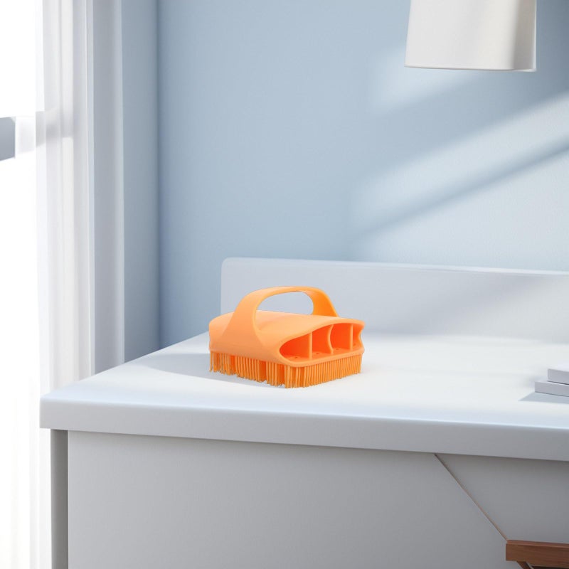 Orange Silicone Body Scrubber Bath Brush For Exfoliating And Massage Shower Cleaning - Image 5