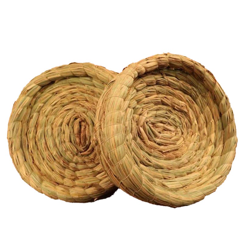 Orgrimmar 2PCS Handmade Woven Flat Base Straw Bird Nest Breeding Nest Hatch House Cage for Dove, Pigeon, Parrot, Rabbits, Hamster, Gerbil Guinea Pig, Chinchillas - Image 1