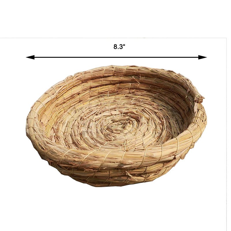 Orgrimmar 2PCS Handmade Woven Flat Base Straw Bird Nest Breeding Nest Hatch House Cage for Dove, Pigeon, Parrot, Rabbits, Hamster, Gerbil Guinea Pig, Chinchillas - Image 2