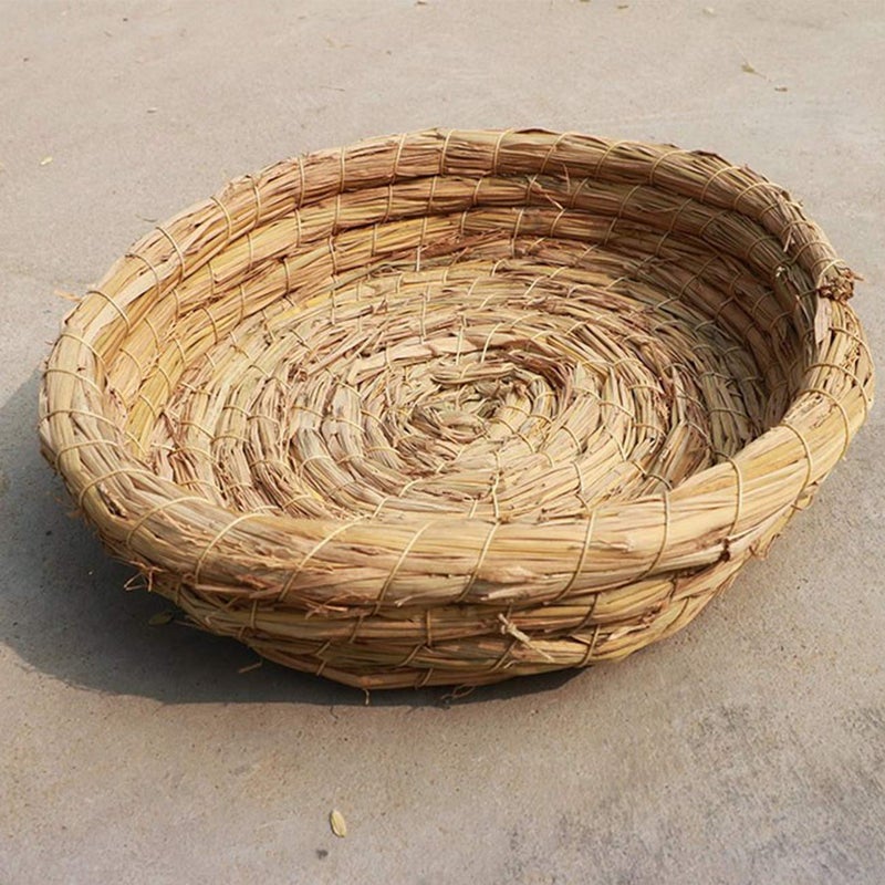 Orgrimmar 2PCS Handmade Woven Flat Base Straw Bird Nest Breeding Nest Hatch House Cage for Dove, Pigeon, Parrot, Rabbits, Hamster, Gerbil Guinea Pig, Chinchillas - Image 4