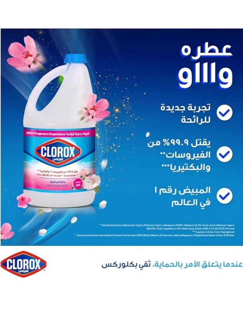 Clorox Clorox Liquid Bleach 1.89 L, Flower Fragrance, New Smell Experience, Kills 99.9% of Viruses and Bacteria, Cleans and Disinfects 
