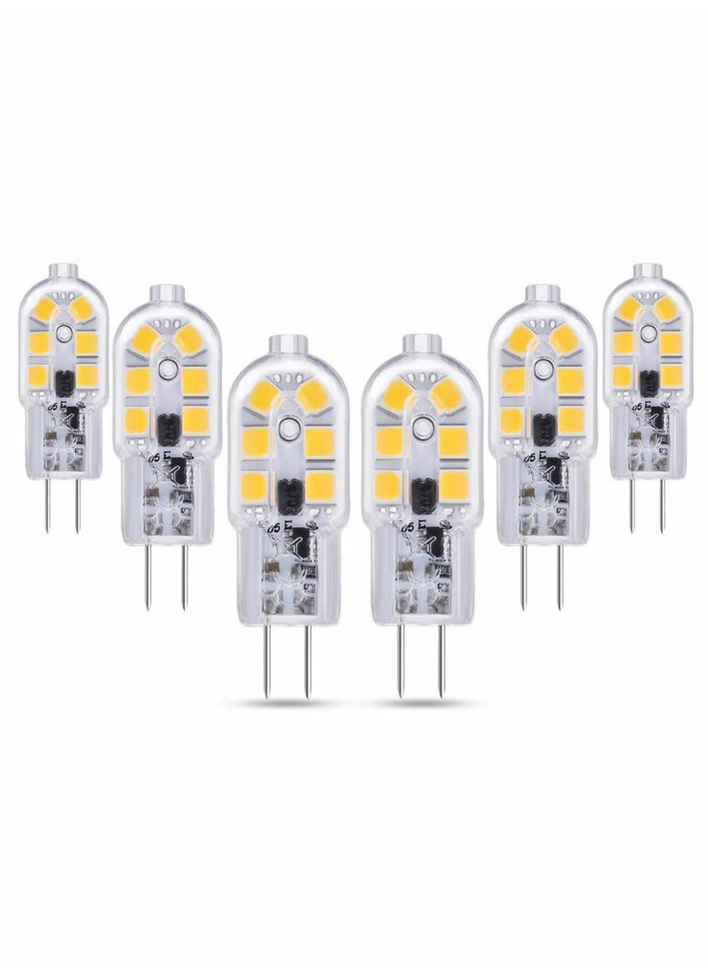 Generic - G4 2W LED Light Bulbs Cool White 6000K, AC/DC 12V, 200LM, Equivalent to G4 Capsule Halogen Bulb 10W-20W, G4 Bi-Pin 12V LED, Not Dimmable, 6pcs - Image 1