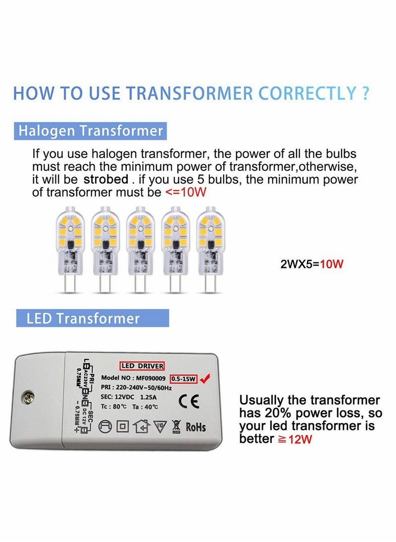 Generic - G4 2W LED Light Bulbs Cool White 6000K, AC/DC 12V, 200LM, Equivalent to G4 Capsule Halogen Bulb 10W-20W, G4 Bi-Pin 12V LED, Not Dimmable, 6pcs - Image 1