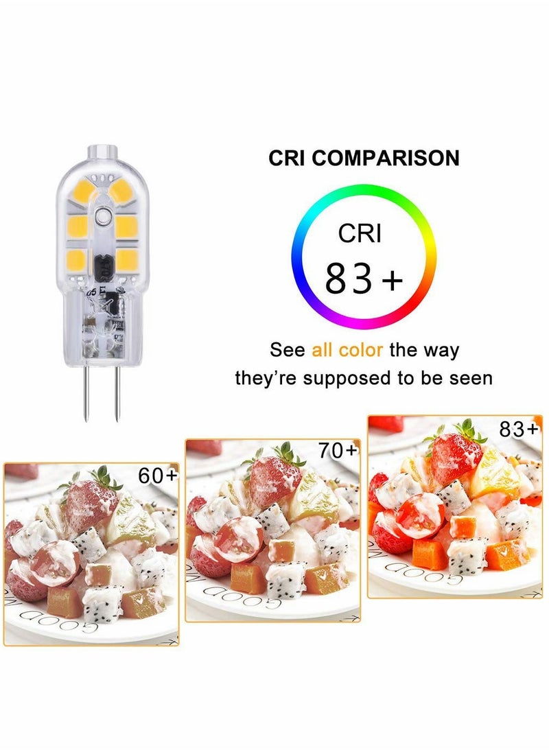 Generic - G4 2W LED Light Bulbs Cool White 6000K, AC/DC 12V, 200LM, Equivalent to G4 Capsule Halogen Bulb 10W-20W, G4 Bi-Pin 12V LED, Not Dimmable, 6pcs - Image 1