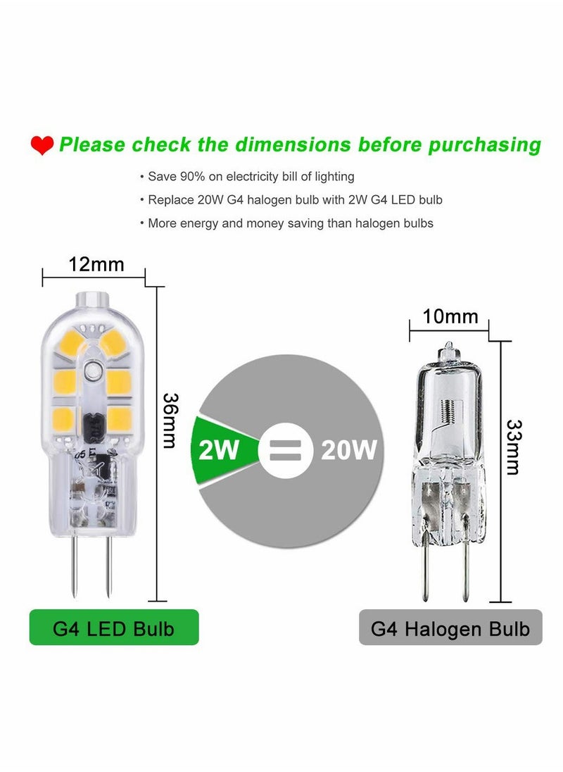 Generic - G4 2W LED Light Bulbs Cool White 6000K, AC/DC 12V, 200LM, Equivalent to G4 Capsule Halogen Bulb 10W-20W, G4 Bi-Pin 12V LED, Not Dimmable, 6pcs - Image 1