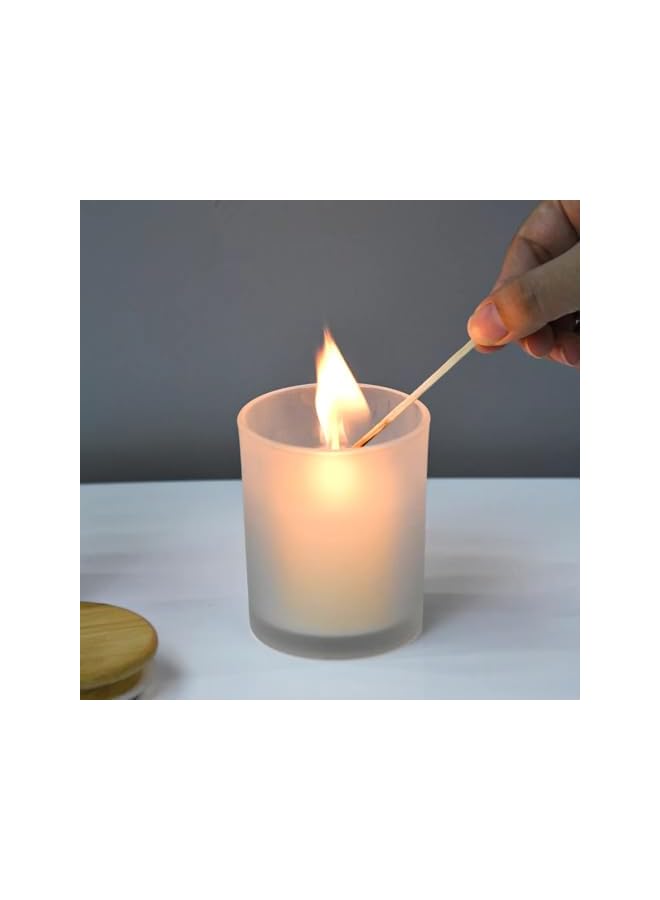 The Bros ATK_Frosted Glass Storage Jars with Bamboo Lids – Airtight Containers for Candles, Spices, or Pantry Organization (Set of 10, 200ML) - Image 3