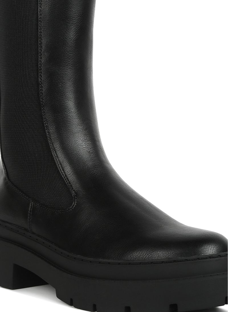 لندن راج أحذية مطاطية ذات نعل العروة باللون الأسود - Image 5