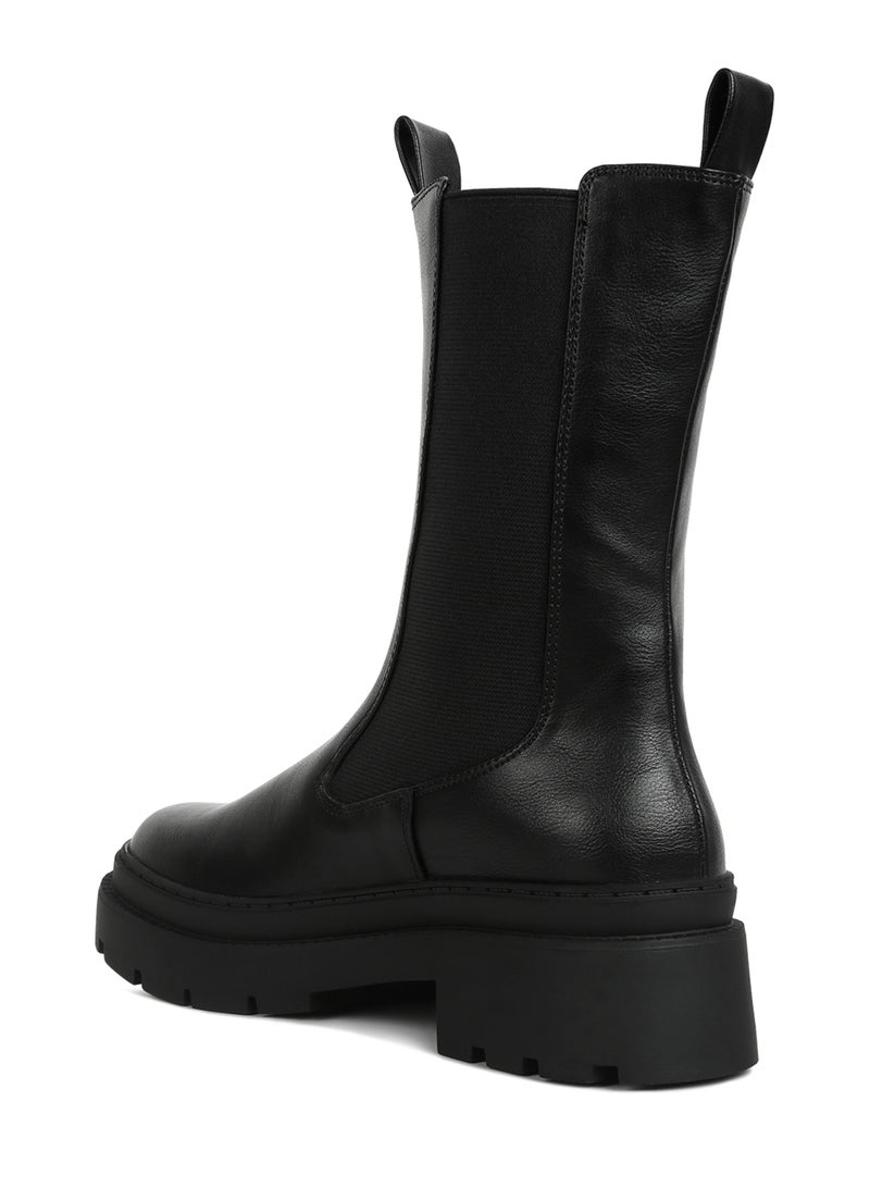 لندن راج أحذية مطاطية ذات نعل العروة باللون الأسود - Image 3