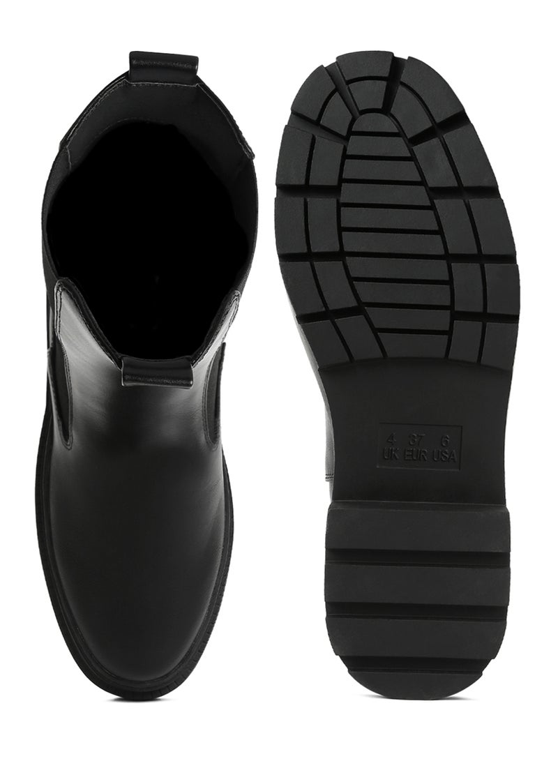 لندن راج أحذية مطاطية ذات نعل العروة باللون الأسود - Image 4