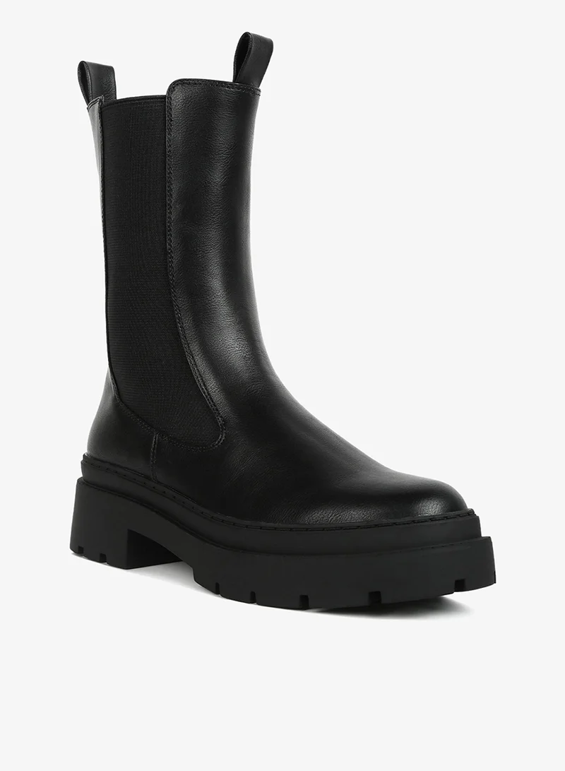 London Rag Elasticated Gussets Lug Sole Boots in Black