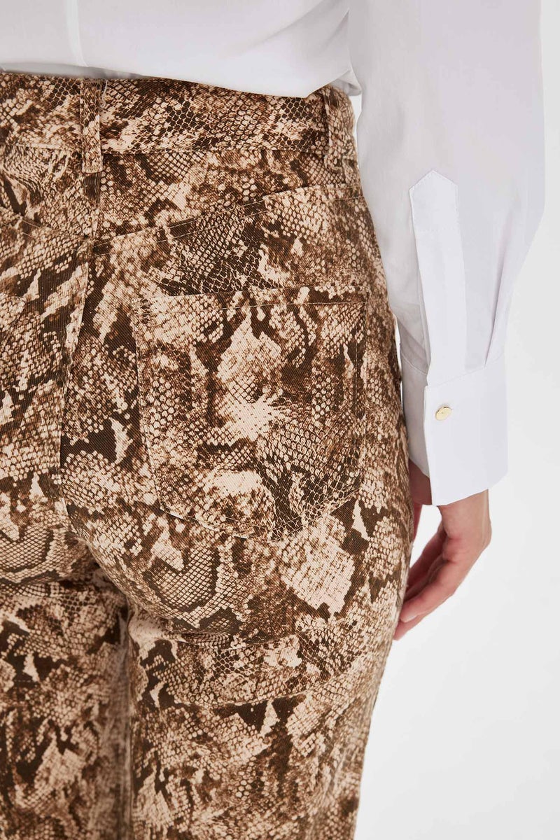 DeFacto Woman Straight Fit Snakeskin Patterned High Waist Long Pants - Image 5