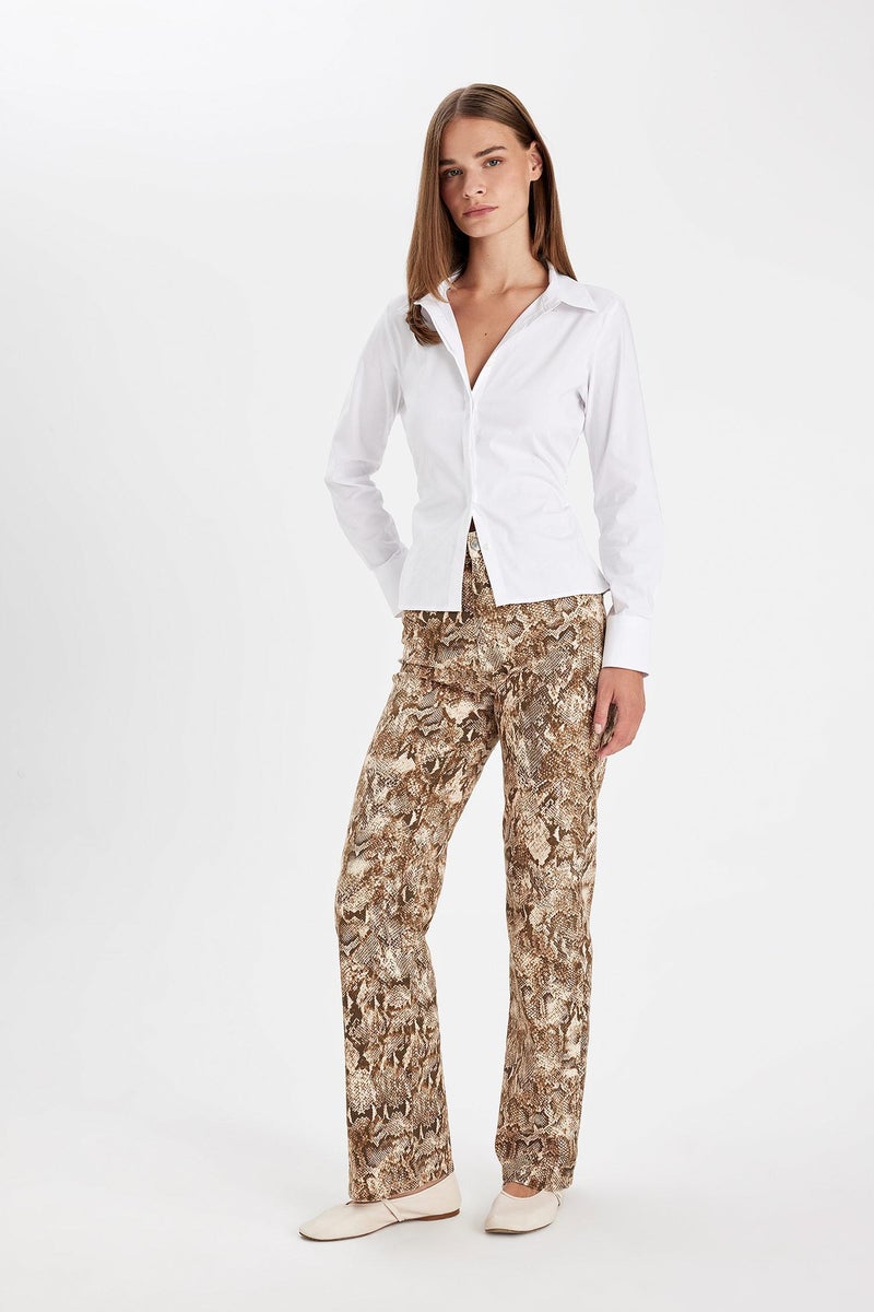 DeFacto Woman Straight Fit Snakeskin Patterned High Waist Long Pants - Image 2