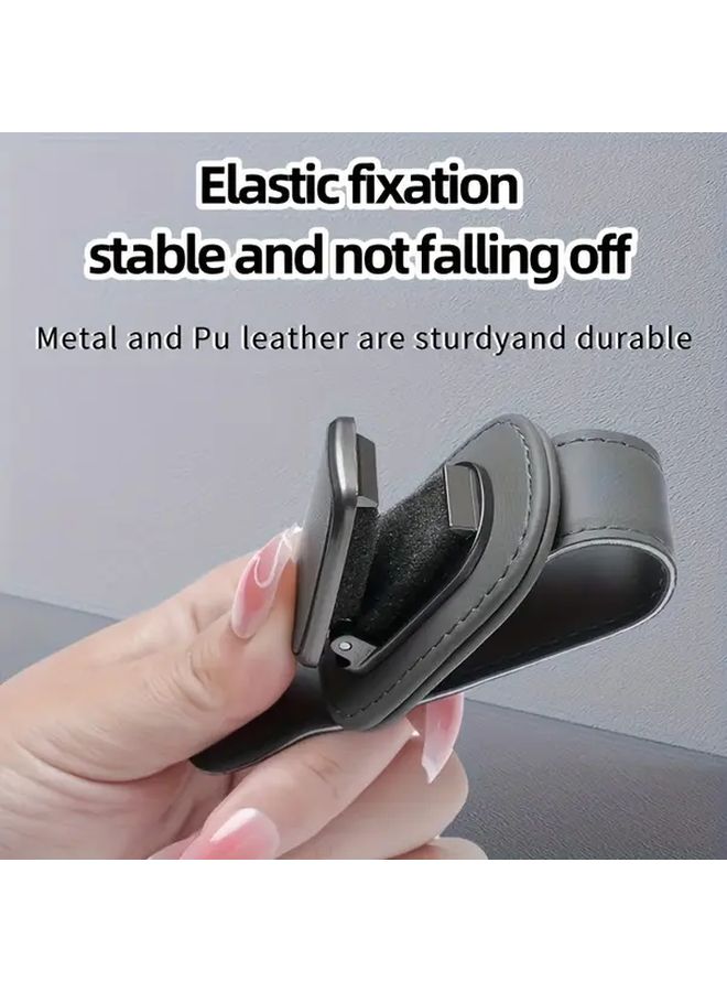 Heavy Duty PU Leather Car Sun Visor Holder With Glasses Clip Dashboard Organizer One Touch Installation Compatible With Smartphones And Glasses Assorted Varieties - Image 4