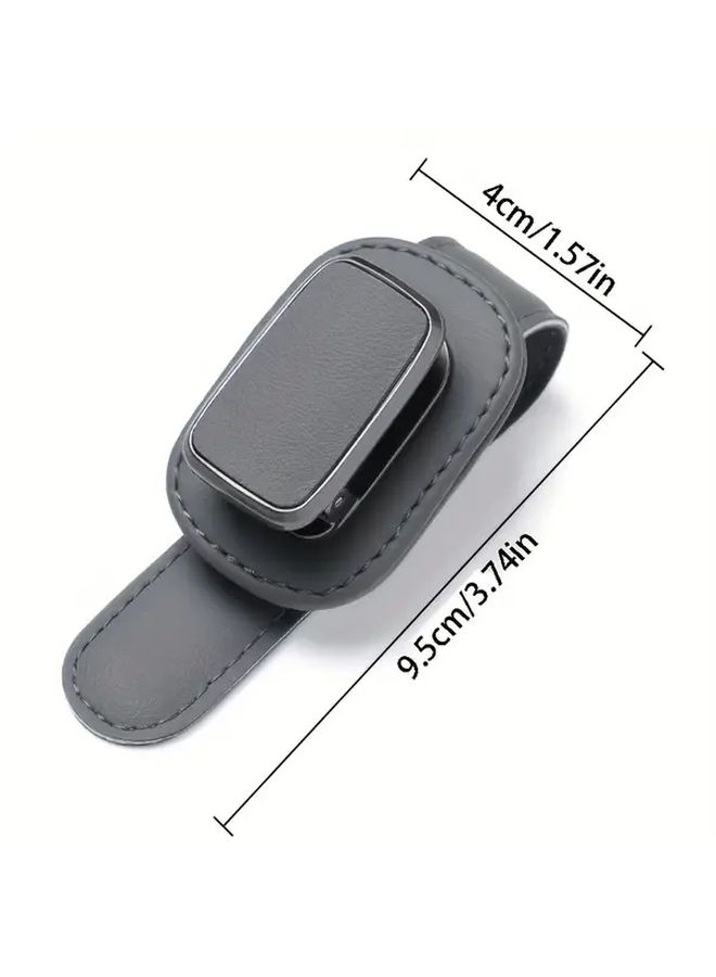Heavy Duty PU Leather Car Sun Visor Holder With Glasses Clip Dashboard Organizer One Touch Installation Compatible With Smartphones And Glasses Assorted Varieties - Image 2