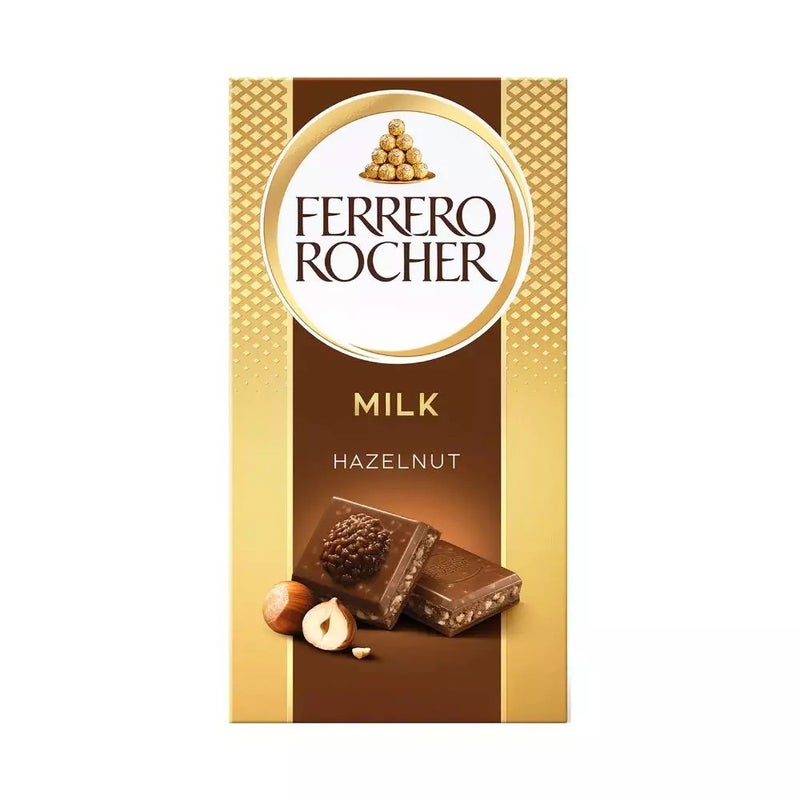 Ferrero Rocher Milk Chocolate Bar With Hazelnut And Cocoa Flavor- 90gms