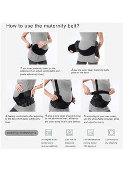 GUDOO Maternity belt Belly Band Support Maternity Belt Pregnancy Belly Band Waist Abdominal Back Belly Band Support Brace Adjustable Breathable Belly Support Care Black L  - Image 3