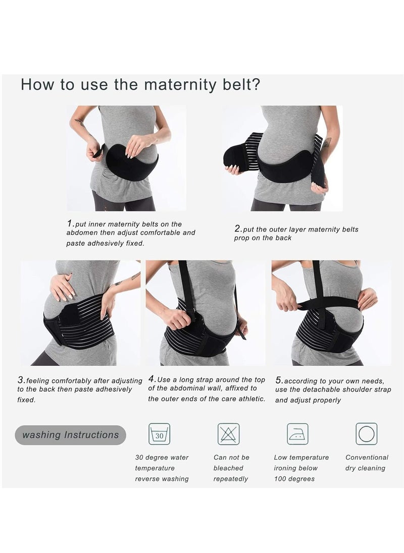 GUDOO Maternity belt Belly Band Support Maternity Belt Pregnancy Belly Band Waist Abdominal Back Belly Band Support Brace Adjustable Breathable Belly Support Care Black L  - Image 3