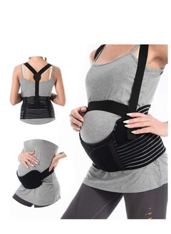 GUDOO Maternity belt Belly Band Support Maternity Belt Pregnancy Belly Band Waist Abdominal Back Belly Band Support Brace Adjustable Breathable Belly Support Care Black L  - Image 1
