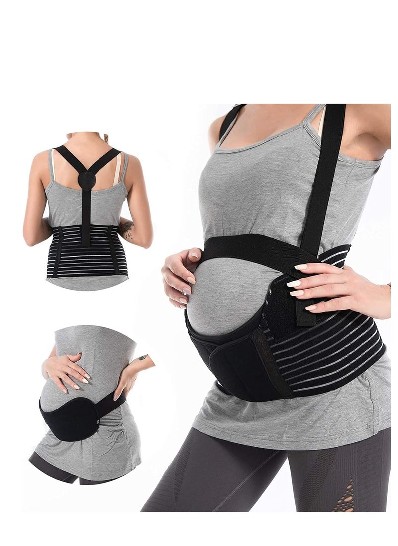 GUDOO Maternity belt Belly Band Support Maternity Belt Pregnancy Belly Band Waist Abdominal Back Belly Band Support Brace Adjustable Breathable Belly Support Care Black L  - Image 1