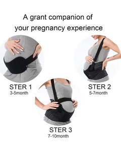GUDOO Maternity belt Belly Band Support Maternity Belt Pregnancy Belly Band Waist Abdominal Back Belly Band Support Brace Adjustable Breathable Belly Support Care Black L  - Image 2