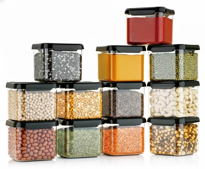 Nexium Plastic Kitchen Container Set with Airtight Lids for Storage | Masala Box Set of 12 500ml - Image 1
