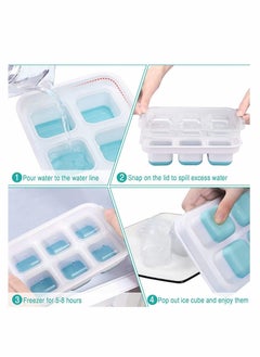 Y&D Ice Cube Trays, Easy Release Silicone Trays with Removable Lid Large Square Molds for Cocktail, Whiskey, Soda, Baby Food  - Image 3