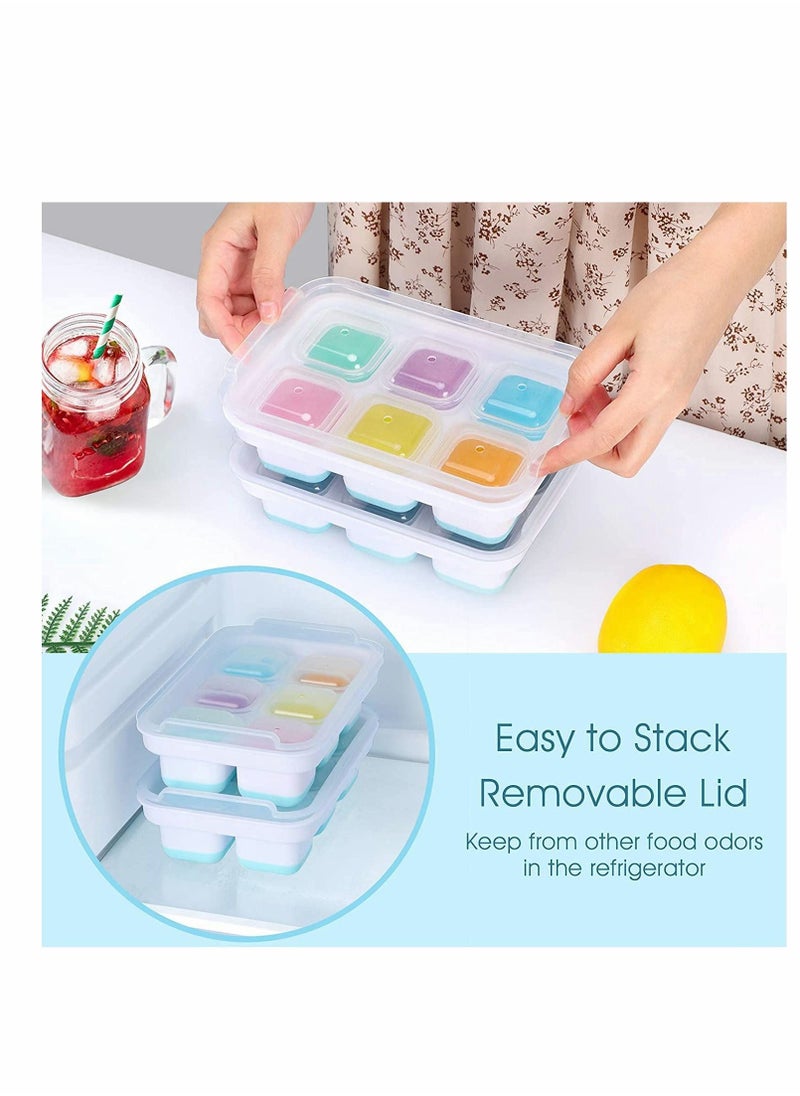 Y&D - Ice Cube Trays, Easy Release Silicone Trays with Removable Lid Large Square Molds for Cocktail, Whiskey, Soda, Baby Food - Image 1