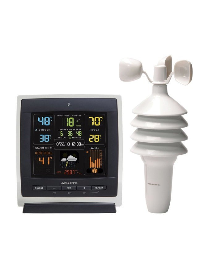 Acurite Notos (00622) Pro Color Weather Station with Wind Speed, Temperature and Humidity, dark theme - Image 1