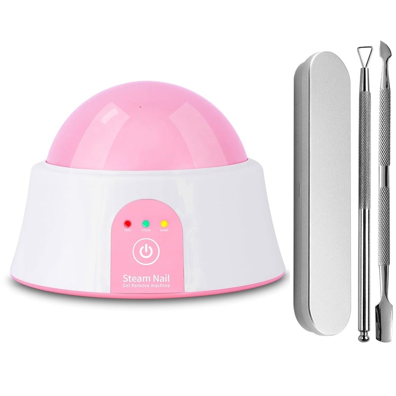 I·B·N G Electric Nail Soak off Bowl, Heated Nail Soaking Bowl Manicure Nail Soaker with Silver Cuticle Pusher for Gel Acrylic Nail Polish Remover, Pink-White