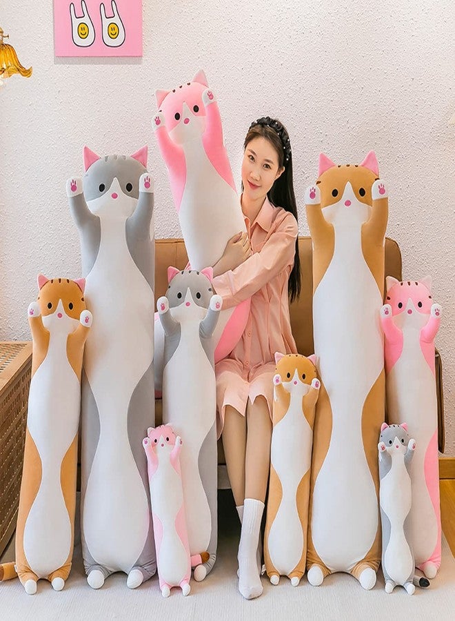 Rexinc Long Gray Cat Plush Pillow Toy Sleeping Pillow Cute Cartoon Cat Stuffed Animals Soft Long Body Pillow Gift for Kids(19.68in) - Image 5